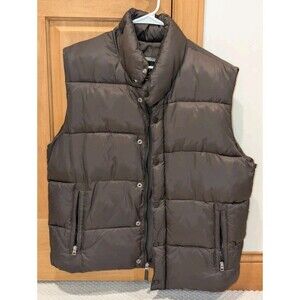 Old Navy Charcoal Gray Puffer Vest Men’s Full Zip & Snap & Zip Pockets size L